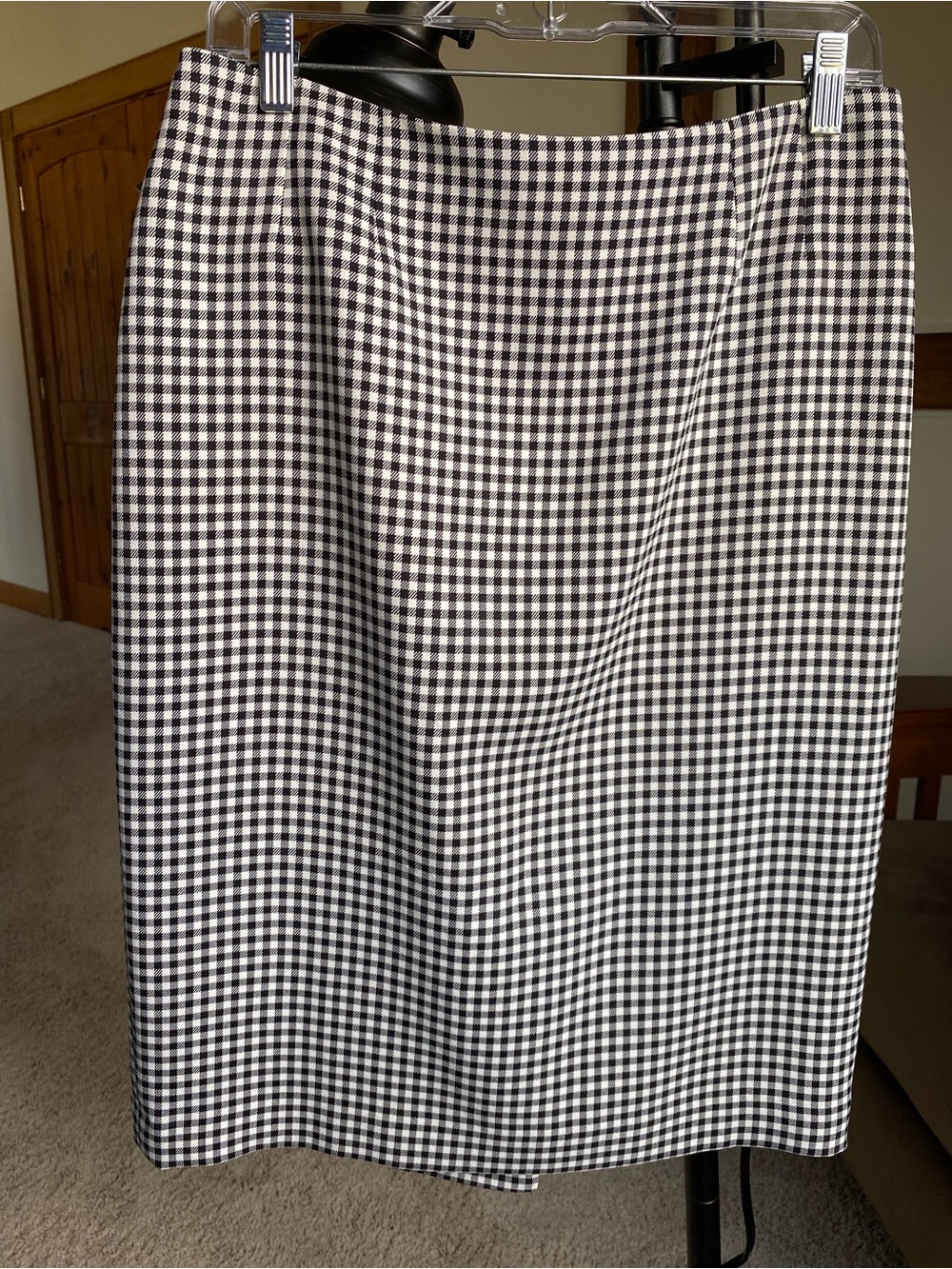 Jones Studio Black and White Gingham Pencil Skirt